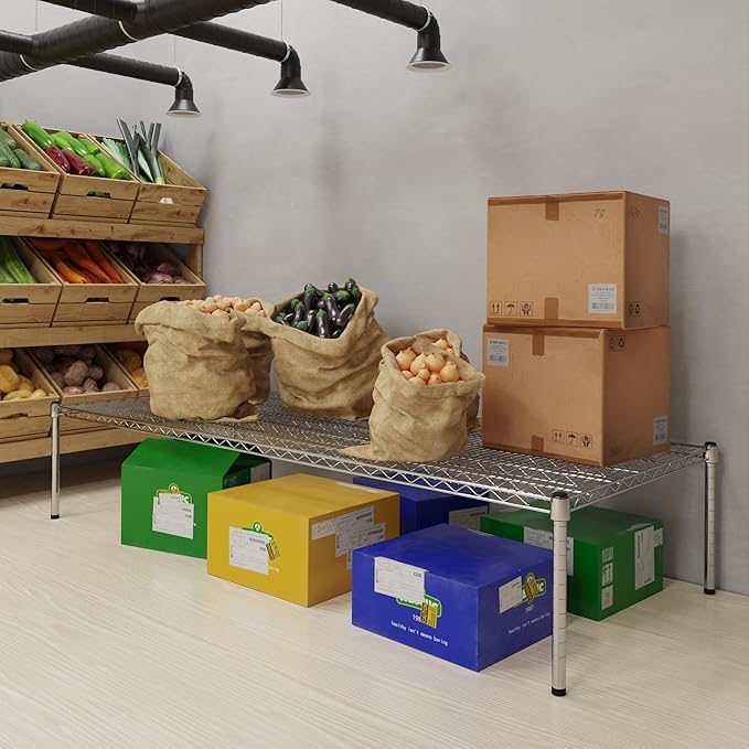30''W x 72''L x 14''H Chrome Plated Wire Dunnage Rack | Off The Floor Storage