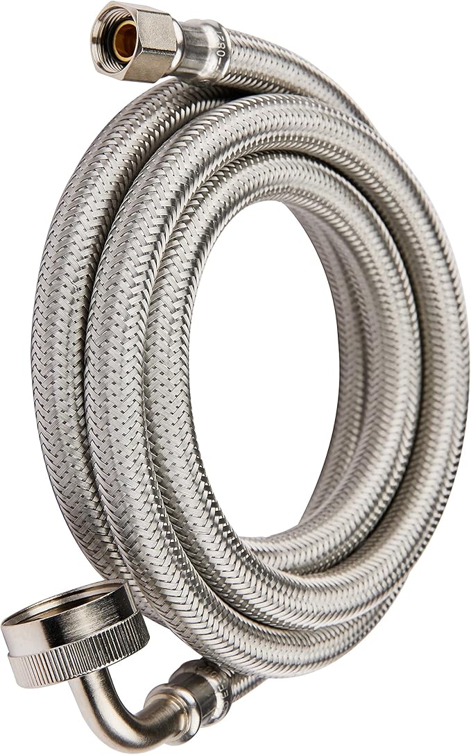EFIELD Appliance Accessories Dishwasher Hose with 90 Degree FGH Elbow, 6 Feet Length, Water Supply Line, Premium Braided Stainless Steel,(HOSE011)