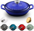 Signature Enameled Cast Iron Braiser, Non-Stick Serving Pot with Tight Fitting Lid for Perfect Roasting, Baking, Sauteing, Searing, and Pan Frying | 5Q (4.7L) - Indigo Blue