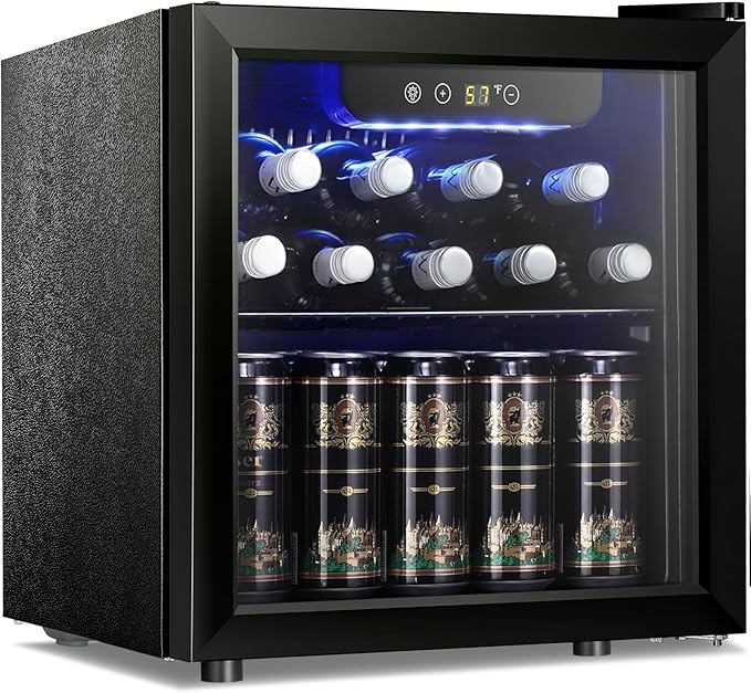 Antarctic Star 12 Bottle 48 Can Beverage Refrigerator Cooler - Mini Fridge Glass Door for Beer Soda Drinks or Wine,Freestanding Beverage Fridge for Home and Bar with Adjustable Shelving, 1.3 Cu. Ft.