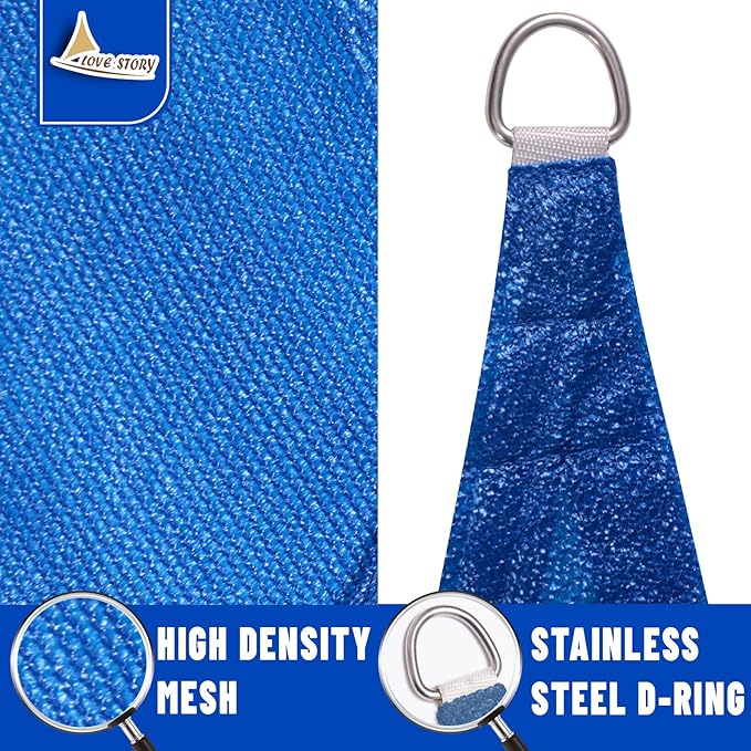 LOVE STORY 10' x 10' Blue Sun Shade Sail Rectangle SS-184 UV Block Shade Canopy Sunshade for Patio Garden Backyard (We Make Custom Size)
