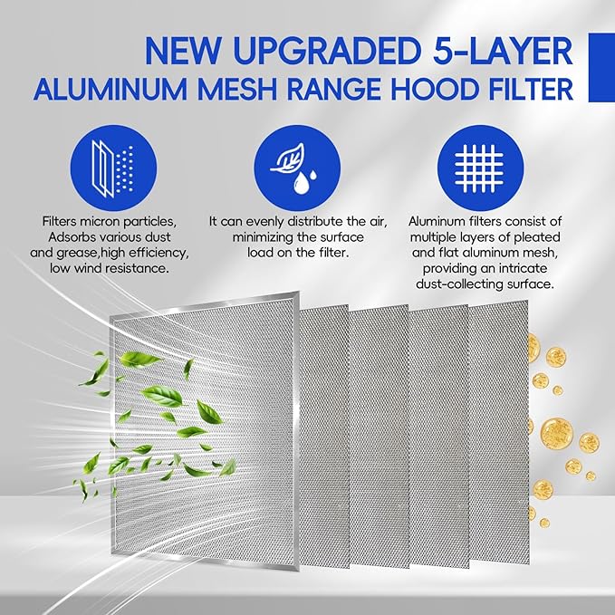 Stove Hood Vent Filter 11-3/4" x 14-1/4" BPS1FA30 - Compatible with NuTone Allure & Broan Range Hood Filter Replacement 99010299 - Fits QS1 QS2 30" Hoods(Stainless Steel Frame: 4-Pack)