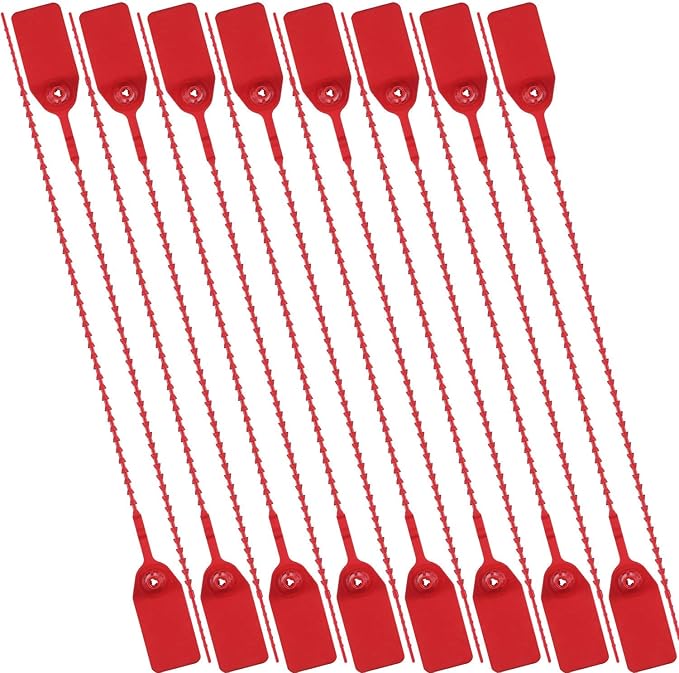 ZWY Security Seals Pull-Tite Plastic Tamper Seals Disposable Self-Locking Tie Tags 500 Pack(Red)