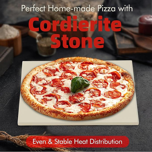 12.6" Square Pizza Stone, Heavy Duty Cordierite Pizza Pan for Grilling & Pizza Oven, High Temperature Resistant Baking Stone for Pizza, Bread, Meat