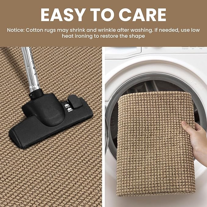IOHOUZE Washable Exrea Long Hallway Runner Rug 2.6x14 Rubber Backed Kitchen Runner Entryway Runner Indoor, Woven Rugs Floor Carpet for Kitchen Hall Entryway Stair, Orange/Tan/Brown