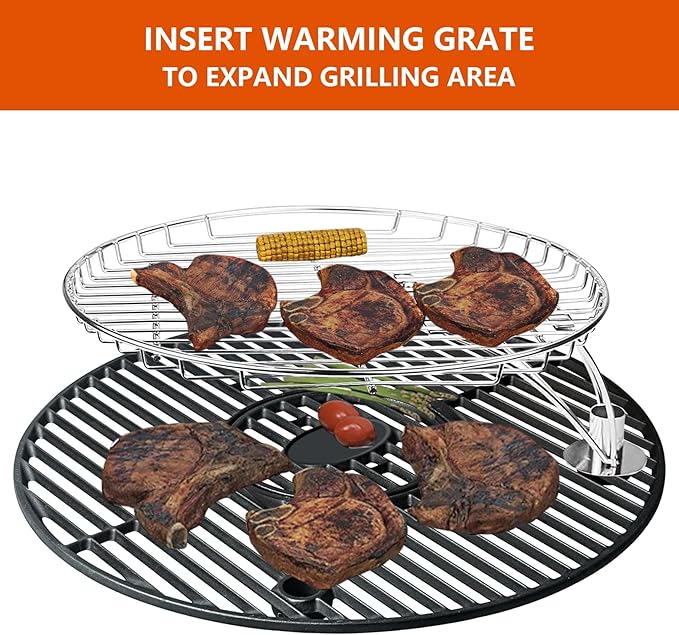 19.5" Cast Iron Round Grill Grate Grid for Pit Boss K24,Akorn Kamado Ceramic Grill,Char-Griller 16620,Louisiana Grills K24,Solid Rod Round Coookin Grate Grill Grids