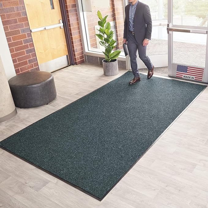 Consolidated Plastics Brush Dry Mat - Made in USA, Heavy-Duty Commercial DoorRug for Indoor/Outdoor Entryways, Non-Slip Backing for High-Traffic Areas (3' W x 10' L, Blue)