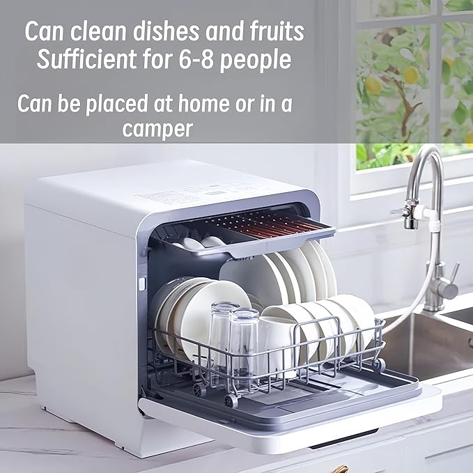 Dishwasher Countertop dishwasher Portable small automatic cleaning 4 cleaning modes and drying and disinfection mode Automatic water absorption and connection to the faucet