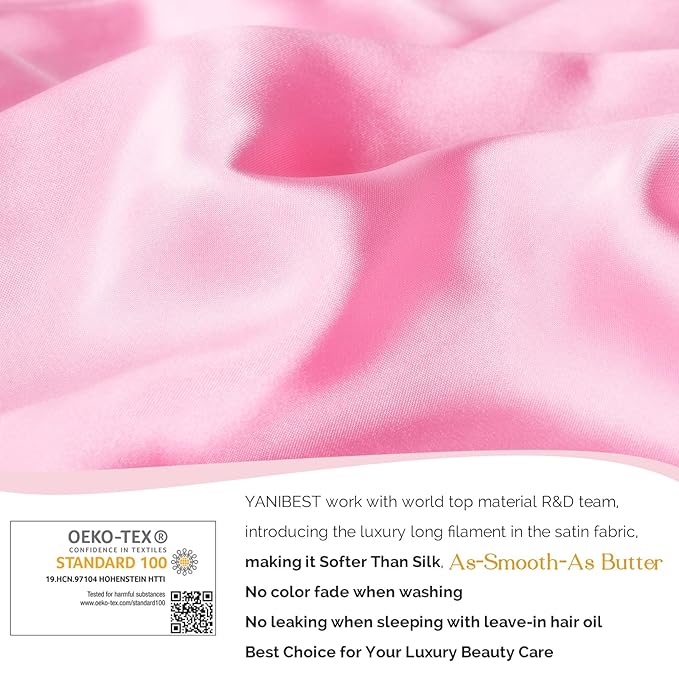 YANIBEST Long Bonnet Satin Bonnet for Sleeping Braid Bonnet with Tie Band Silk Sleep Bonnet for Women Locs Pink