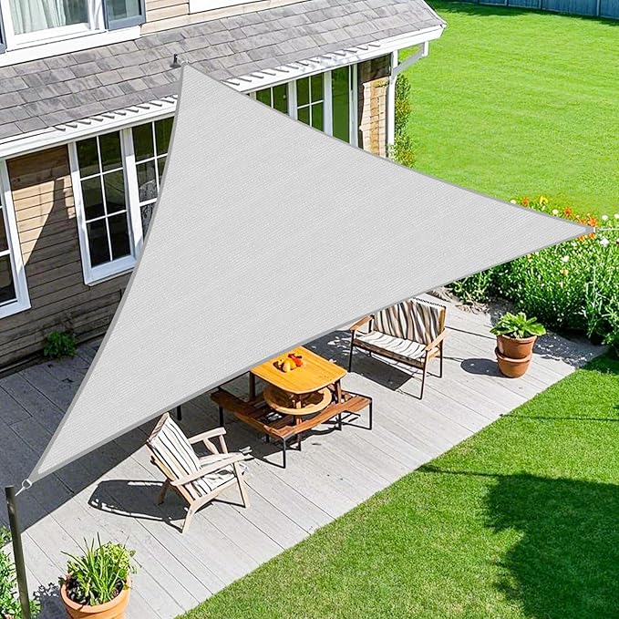 Amagenix Sun Shade Sail 8X11X13.6 Curved Edge Outdoor Shade Canopy Light Grey Breathable 95% UV Block Shade Cloth for Patio Garden Backyard (We Make Custom Size)