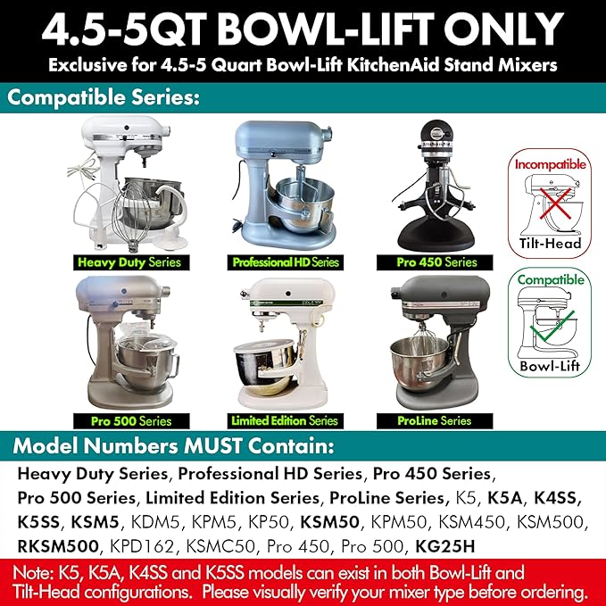 Flex Edge Beater Pro FEB5HD for KitchenAid 5QT Bowl-Lift Stand Mixers - Stainless Steel Flat Beater with Replaceable Silicone Edges.