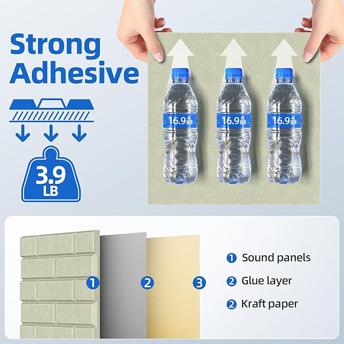 20 Pack Acoustic Panels with Self Adhesive, 12" X 12" X 0.4" High Density Sound Proof Foam Panels for Walls, Soundproof Wall Panels, Brick Sound Absorbing Panels for Home Studio Office Decor - Sage