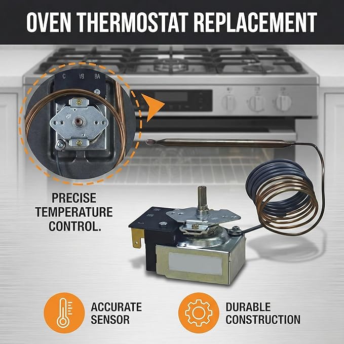 PB010036 Bake/Broil Thermostat，Compatible with Awoco Ranges， Compatible with Viking – Replace KKB-9-48, 22A 120–250VAC, Max 606°F, with Safety Auto‑Shutoff.