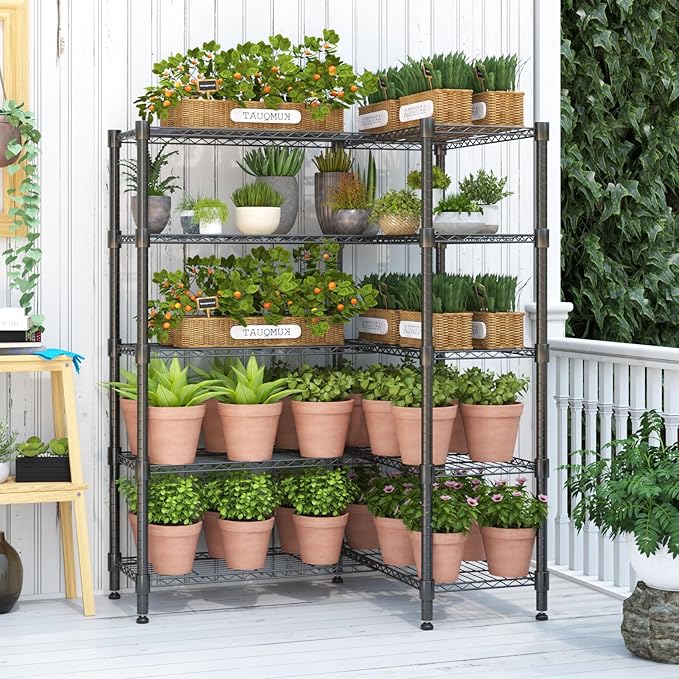 Homdox 5 Tier Storage Shelves Wire Shelving Unit Metal Shelves for Storage Heavy Duty Garage Shelf Pantry Shelves Kitchen Shelving, 14"x60"x72", Black
