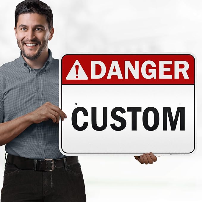 Custom Danger Sign, Ansi Sign, Osha Compliant, 18x24 Inches, 3M EGP Reflective, Rust Free .080 Aluminum, Fade Resistant, Made in USA by My Sign Center