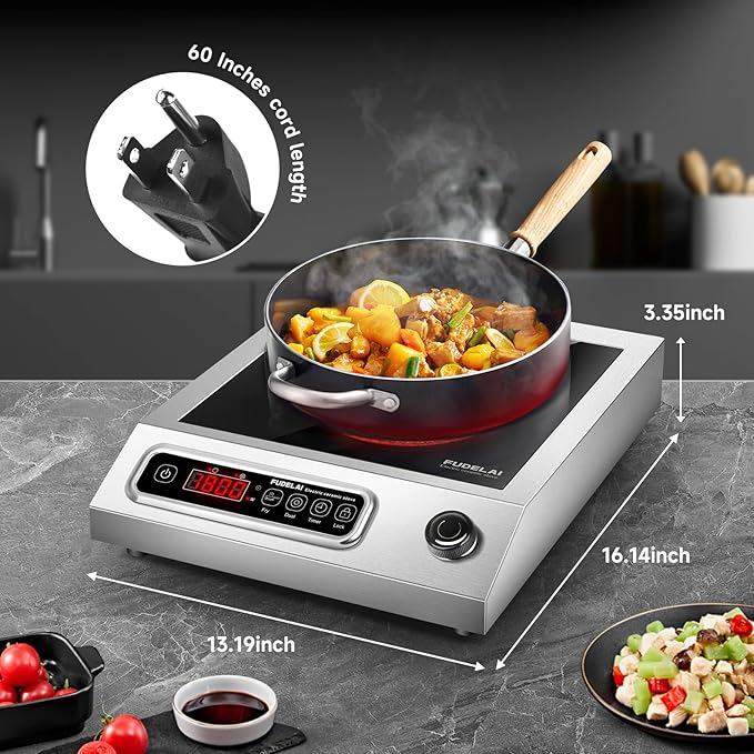 1800W Electric Hot Plate with Infrared Heating & 9 Power Levels - Commercial-Grade Electric Burner, Ceramic Cooktop with Timer, Child Safety Lock for Home Kitchen, Restaurants