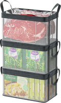 iSPECLE Freezer Organizer Bins - 3 Pack Large Stackable Deep Freezer Organizer Bins for 5 to 7 Cu.Ft Chest Freezers Easy Get Foods without Digging, Faster Freezing Better Freshness, White