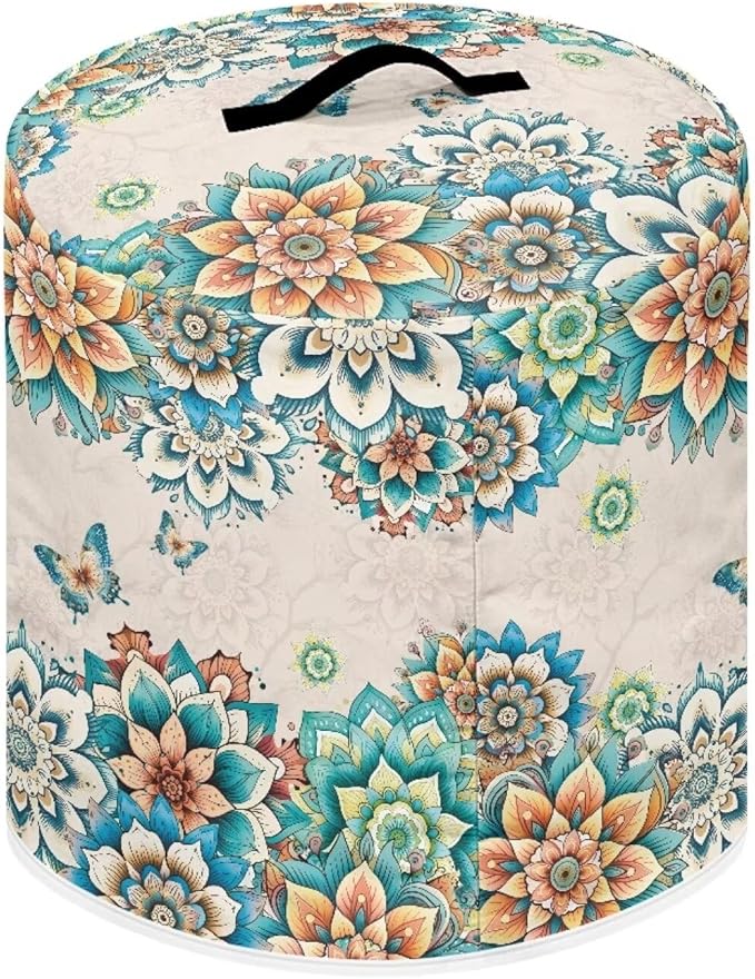 8 Quart Pressure Cooker Cover Air Fryer Accessories, Stain Resistant Washable Electric Appliance Cover with Pockets for Home Kitchen Decor, Boho Flower Butterfly