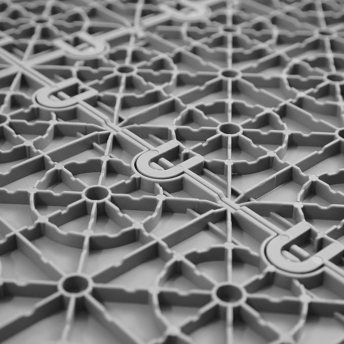 IncStores FlooringInc's Nitro 12"x12" Snap-Together Garage Flooring Tiles, Non-Slip Interlocking Plastic Floor Mat, Garage Organization & Storage, Coin Pattern, Gunmetal, 52 Tiles, 52 Sq/Ft