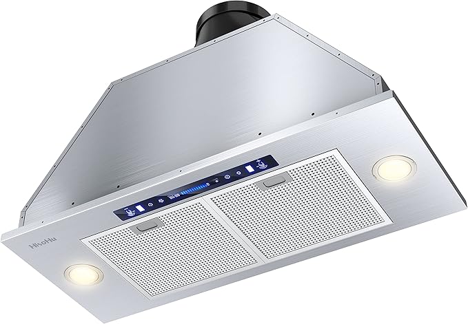 HisoHu 30 Inch Insert Range Hood, 1200 CFM with Ducted Convertible Ductless (Kit Included), 4 Speed Gesture Sensing&Touch Control Panel, Stainless Steel Kitchen Vent