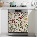 Magnetic Dishwasher Cover,Vintage Flower Reusable Dishwasher Magnetic Cover Butterfly Berry Decorative Door Covers Panel for Home Kitcen 23" x 26"