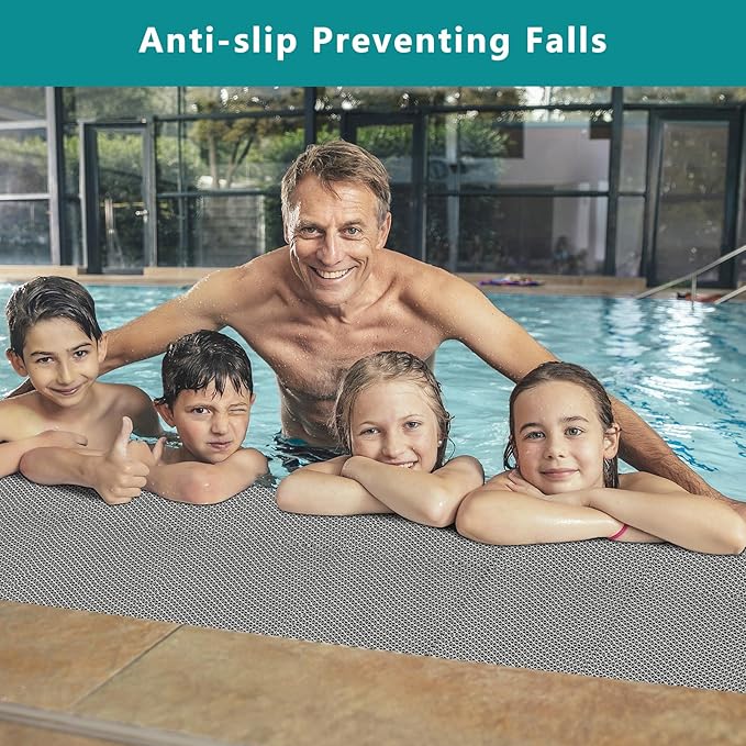 WochiTV Non Slip Drainage Mats PVC Pool Floor Mat 0.23'' Thick Outdoor Indoor Parking Space Mat for Bathroom Garage Basement Backyard Commercial Kitchen 3x3.3Ft, Grey
