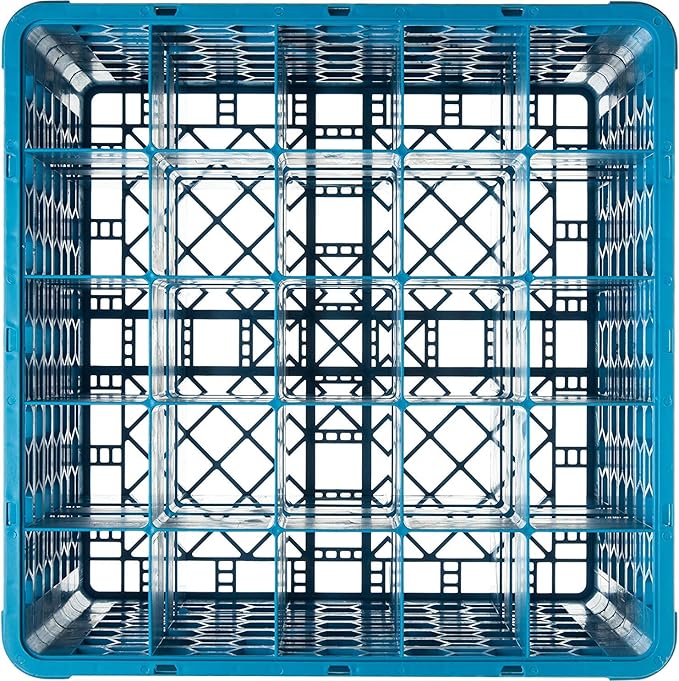 CFS RG25-5C413 OptiClean 25 Compartment Glass Rack with 5 Extenders, 11.9", Polypropylene, green/CFS Blue