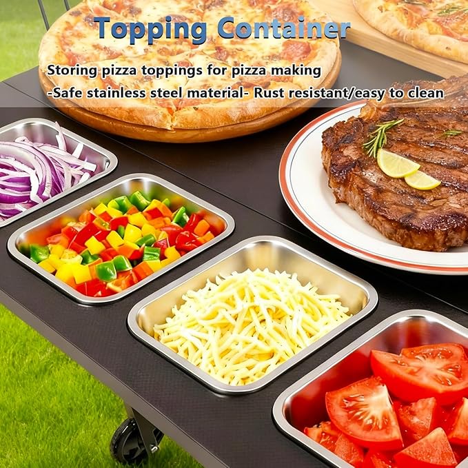 Pizza Oven Stand Table with Propane Storage, Outdoor Grill Carts with Wheels, Use for Outdoor Cooking BBQ, Fits Blackstone Griddle, Metal Black Large Size 47 * 27.5 Inch.