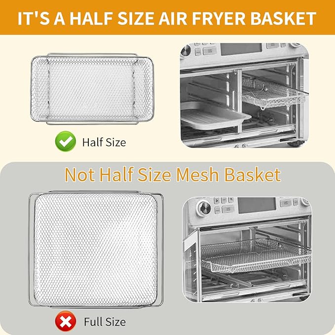 Air Fryer Basket Replacement for Emeril Lagasse Dual Zone 360 Air Fryer Oven 25 QT, 11.6" x 6.9" Non-stick Mesh Convection Toaster Oven Wire Rack Accessories Parts, Dishwasher Safe