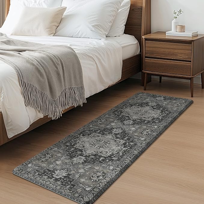 GENIMO Kitchen Mats for Floor, Washable Anti Fatigue Mat for Cushioned, 17.3"x59", Waterproof Kitchen Rugs, Non Slip Foam Comfort Standing Mat Rug for Home, Runner, Sink, Laundry, Dark Gray