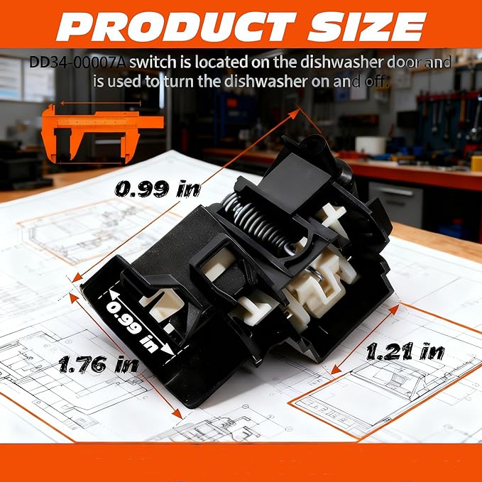 Dishwasher Door Latch Switch DD34-00007A,Compatible with Samsung Dishwashers DW80J9945US, DW80J7550UG, DW80M9960UG – Replaces AP5917184 113127