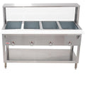 Kratos Commercial Electric Steam Table/Hot Food Table with Overshelf and Sneeze Guard, 4 Wells, Stainless Steel, Stationary, NSF, 240V (28W-194)