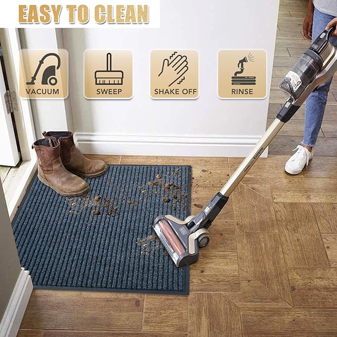 Front Door Mat,2'x6'Indoor Outdoor Door Mat,Heavy Duty Durable Welcome,Commercial Floor Mats Inside Outside Entrance, Waterproof All-Season, All-Weather Non Slip Backing Doormat for Entryway,Dark Gray