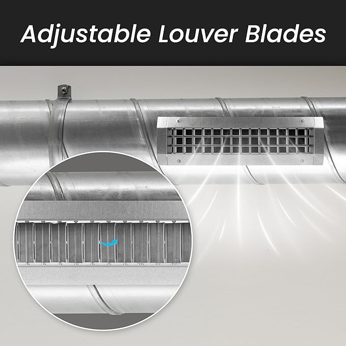 Repa Market 17" x 3" Inch Air Exhaust Grille for Round Ducts - Adjustable Louvre Blades - Galvanized Air Supply Vent Cover - Side Fit Round Surface Canal Ducting from 6.30" to 15.74" Inches