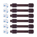 Child Safety Cabinet Locks (6 Pack) – Adjustable Baby Proofing Strap Latches with Strong 3M Adhesive – No Drill Childproof Locks for Drawers, Cabinets, Fridge, Door, Closet, Brown