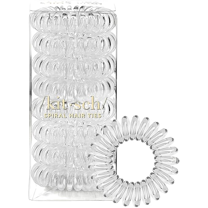 Kitsch Spiral Hair Ties for Women - Coil Hair Ties No Damage, No Crease, Secure Grip All Day Hair Coils, Stretchable and Waterproof | Ideal Gifts for Women - 8pcs (Clear/Transparent)