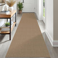 IOHOUZE Washable Runner Rug 2.6x12 Non Slip Rubber Backed Extra Long Hallway Runner Entryway Runner Indoor, Kitchen Rugs Woven Cotton Floor Carpet for Hall Stair, Orange/Tan/Brown