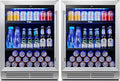 Yeego 24-Inch Built-In Beverage Refrigerator (2 Pack) - Large Capacity Drink Cooler with Glass Door, Auto Defrost Beverage & Wine Fridge for Cans and Bottles, Under Counter & Freestanding