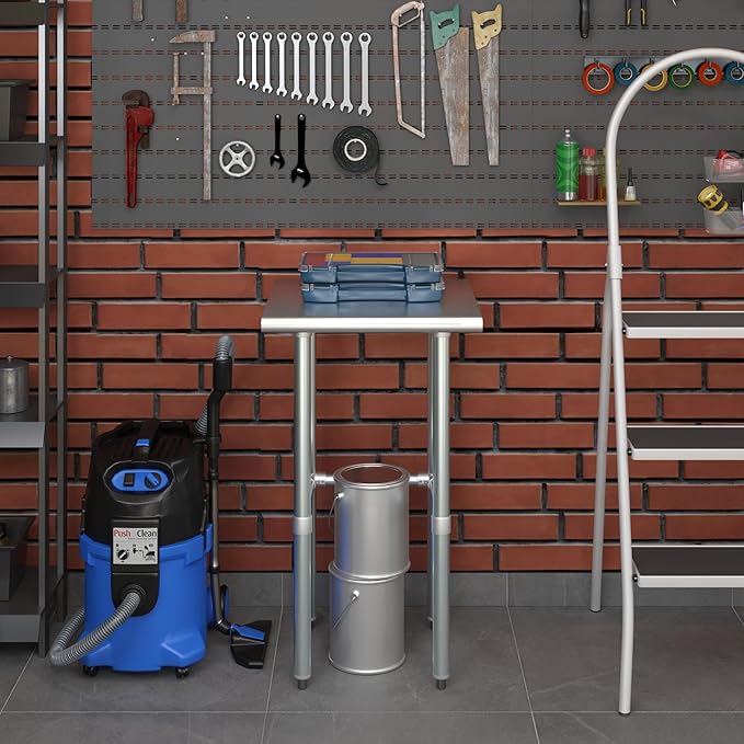 AmGood Stainless Steel Work Table Open Base | NSF Kitchen Island Food Prep | Laundry Garage Utility Bench (20" Long X 20" Deep)