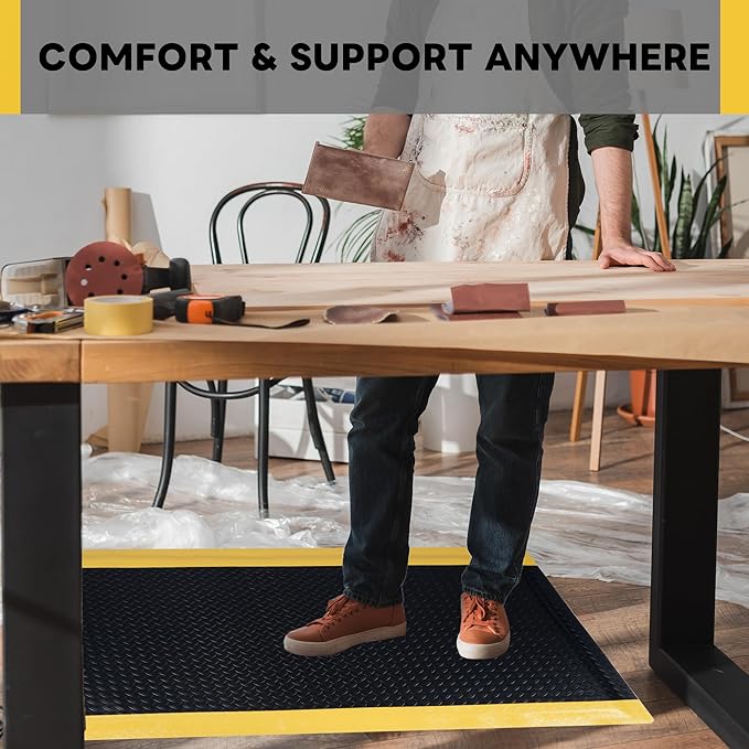 Nisorpa Anti Fatigue Mats Industrial 3' x 6' Ergonomic Standing Mat 15/16" Extra Thick Cushioned Shop Floor Mats Kitchen Mats Heavy Duty Commercial Diamond Plate Support for Leg & Back Pain