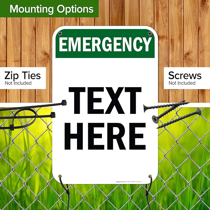 Custom Emergency Sign, OSHA Sign, 12x18 Inches, 55 mil thick HDPE (high density polyethylene), Made in USA by My Sign Center