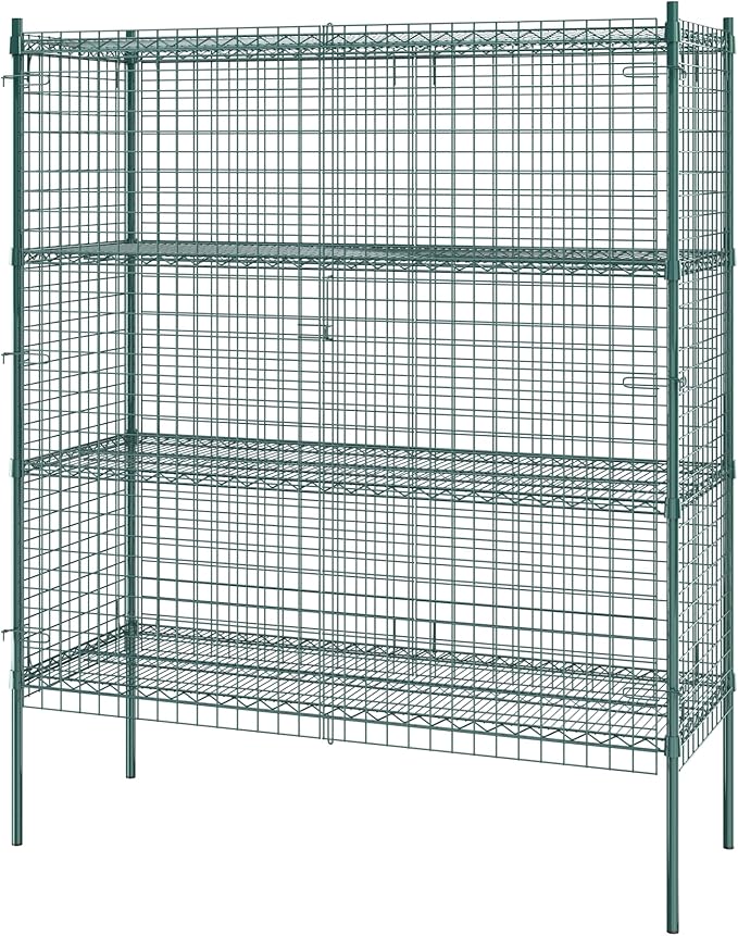 Commercial Grade NSF Listed Metal Wire Mesh Storage Green Epoxy Security Cage Kit 24" x 60" x 74", Perfect for Warehouse, Walk-In Refrigerator, Freezer, Grocery Store, Restaurant