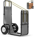 VIVOHOME Firewood Cart with Rubber Wheels and 600D Oxford Cloth, X-Large 300 LB Capacity Heavy Duty Steel Log Carrier Dolly Hauler, Wood Rack Storage Mover for Easy Transport Indoor Outdoor Use