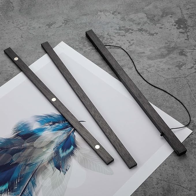 FALAMON Magnetic Poster Hanger Frame, 48x36 48x24 48x32 Teak Wood Magnet Poster Frame for Posters, Prints, Photos, Pictures, Maps, Scrolls, and Canvas Artwork(Black, 48")