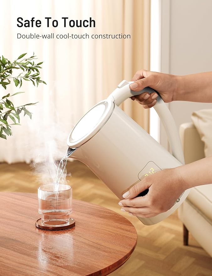 PARIS RHÔNE Electric Tea Kettle, 1.7L Temperature Control Electric Kettle, 4H Keep Warm Water Boiler with 6 Presets, LED Screen Electric Kettles for Boiling Water, Boil-Dry Protection, BPA Free