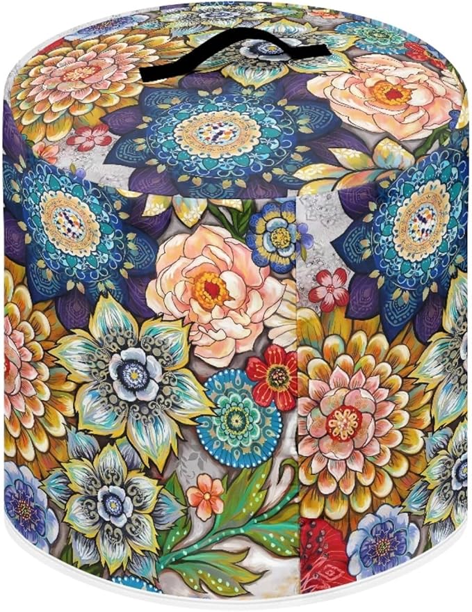 Xoenoiee Boho Floral Blossoms Pattern Pressure Cooker Cover for 8 qt Instant Pot, Kitchen Appliance Dust Cover with Pockets for Rice Cooker Air Fryer Slow Cooker