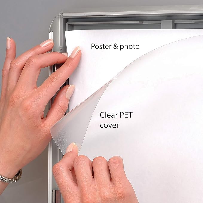 M&T Displays Opti Snap Poster Frame 8.5x11 Inch Silver 1" Aluminum Profile Front Loading Wall Mounting Photo Picture Document Certificate Sign Holder Mitered Corner Anti Glare Cover (200 pack)