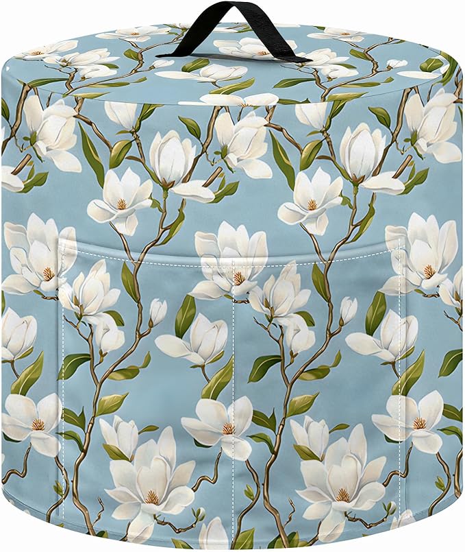 Kitchen Appliance Accessories Dust Cover for 3-6-8 Quart Instant Pot, Pressure Cooker, Air Fryer & Crock Pot,Decorative Appliance Cloth Cover with Top Handle & Storage Pockets (Light blue, 6 Quart)