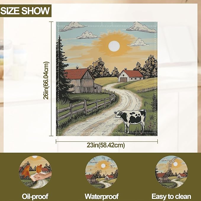 Magnetic Dishwasher Cover,Farmhouse Reusable Dishwasher Magnetic Cover Cow Decorative Door Covers Panel for Home Kitcen 23" x 26"