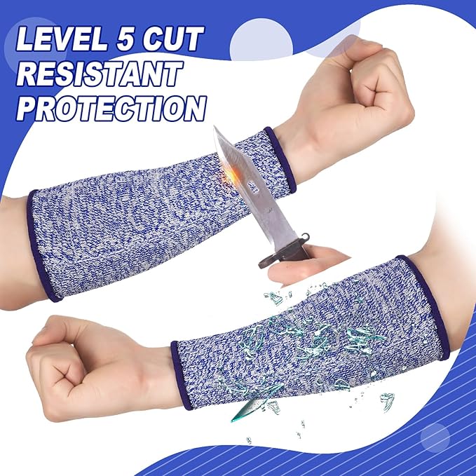 Sintege 3 Pairs Arm Protectors for Thin Skin and Bruising Cut Resistant Forearm Sleeve Level 5 Arm Burn Protection Sleeve (Light Blue, Dark Blue, Black,7.9 Inch)